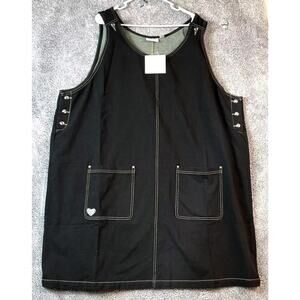 NWT Quacker Factory 3X Womens Black Jumper Jersey Dress Rhinestone Buttons